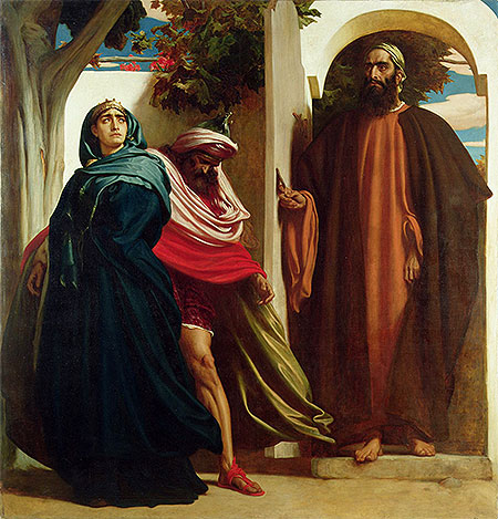 Jezebel and Ahab Met by Elijah, c.1862/63 | Frederick Leighton | Giclée Leinwand Kunstdruck