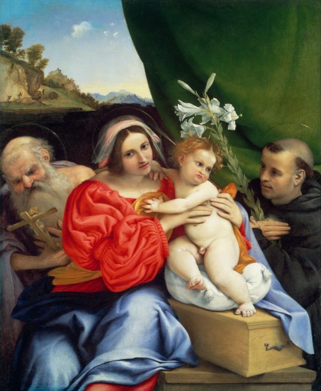 Virgin and Child with Saints Jerome and Nicholas of Tolentino, c.1523/24 | Lorenzo Lotto | Giclée Canvas Print