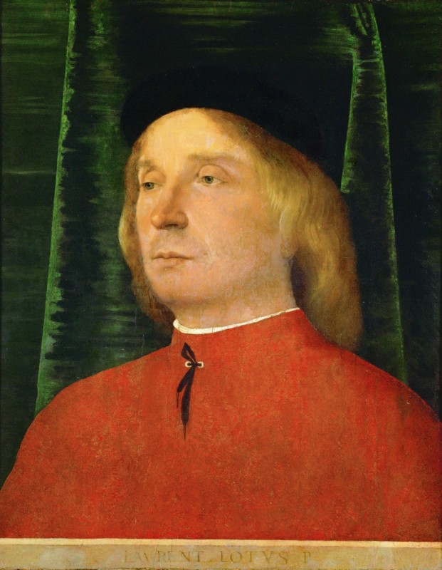 Half-Length Portrait of a Young Man in Red Robe, c.1500/05 | Lorenzo Lotto | Giclée Canvas Print