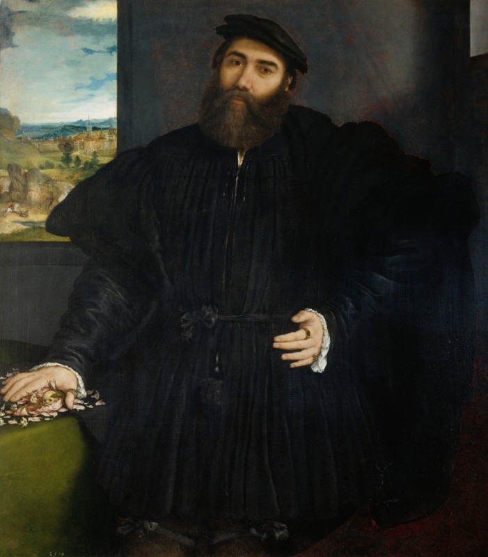 Porträt eines Mannes (Mercurio Bua), 1530 | Lorenzo Lotto | Giclée Leinwand-Kunstdruck
