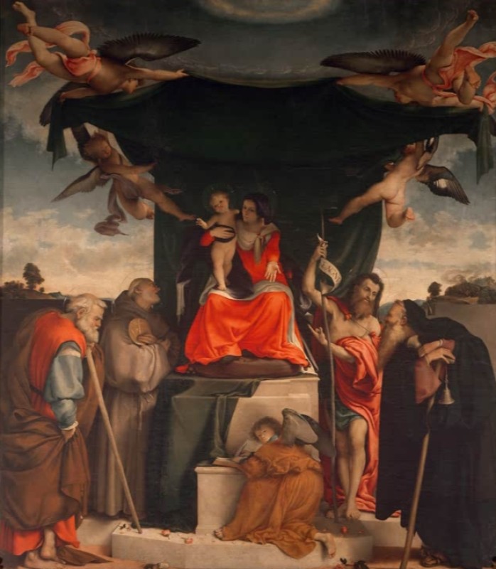 Mary with the Child and the Saints Joseph, Bernardine of Siena, John the Baptist and Antonius Abbas, 1521 | Lorenzo Lotto | Giclée Canvas Print