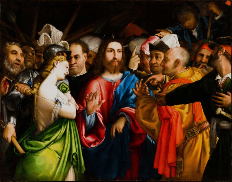 Jesus Christus und die Ehebrecherin, n.d. | Lorenzo Lotto | Giclée Leinwand-Kunstdruck