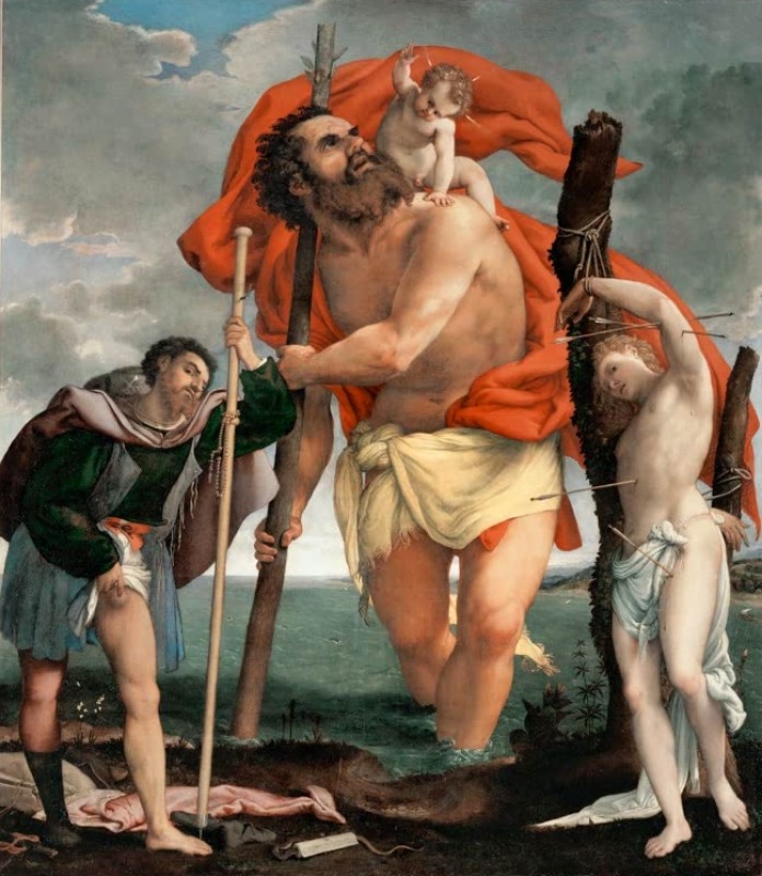 St. Christopher with St. Roche and St. Sebastian, c.1532/35 | Lorenzo Lotto | Giclée Canvas Print