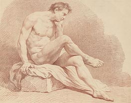 Seated Male Nude, undated by Lagrenee | Paper Art Print