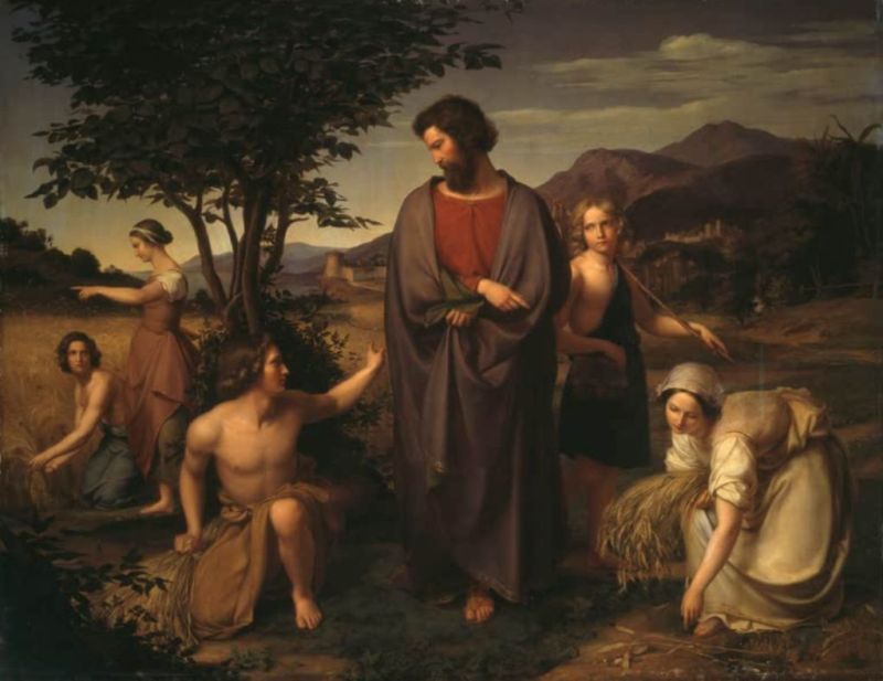 Ruth begegnet Boaz in der Erntezeit, n.d. | Louis Ammy Blanc | Giclée Leinwand-Kunstdruck