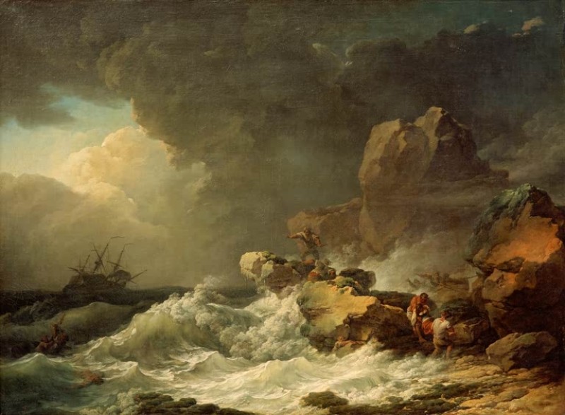 Sturm an einer felsigen Küste, 1767 | Philip James de Loutherbourg | Giclée Leinwand-Kunstdruck