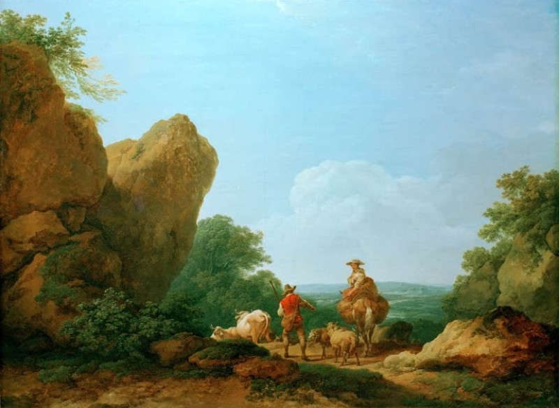 Shepherd Couple With Flock on a Mountain Pass, 1766 | Philip James de Loutherbourg | Giclée Canvas Print