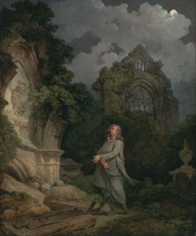 A Philosopher in a Moonlit Churchyard, 1790 | Philip James de Loutherbourg | Giclée Canvas Print