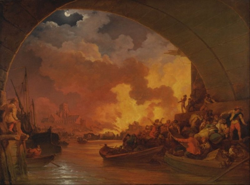 Der Große Brand von London, 1797 | Philip James de Loutherbourg | Giclée Leinwand-Kunstdruck