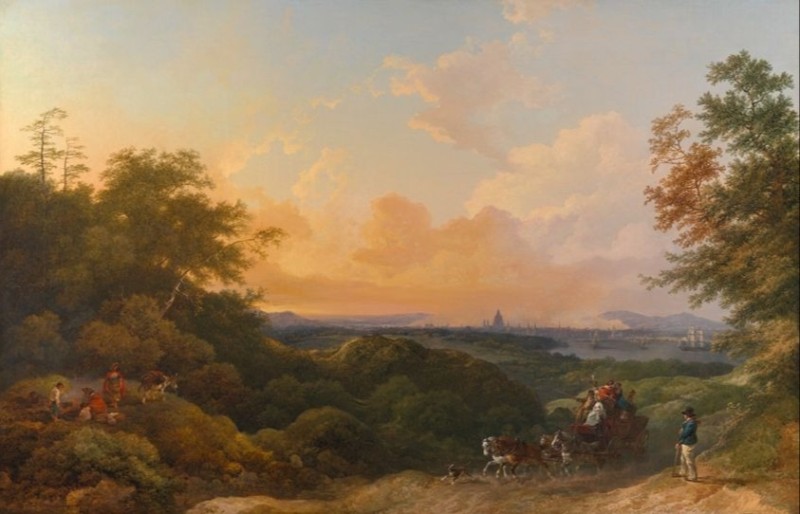 The Evening Coach, London in the Distance, 1805 | Philip James de Loutherbourg | Giclée Canvas Print