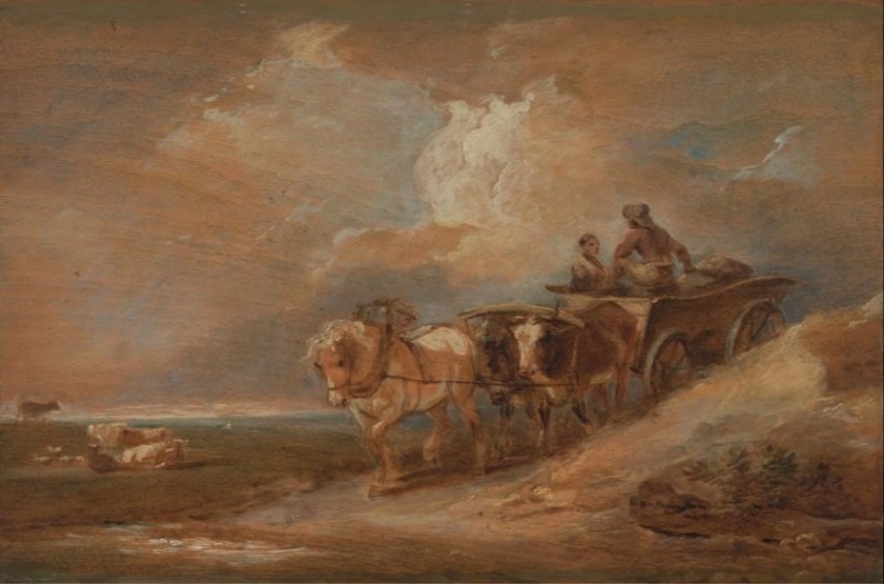 Landschaft mit Pferd und Ochsenkarren, c.1770/80 | Philip James de Loutherbourg | Giclée Leinwand-Kunstdruck
