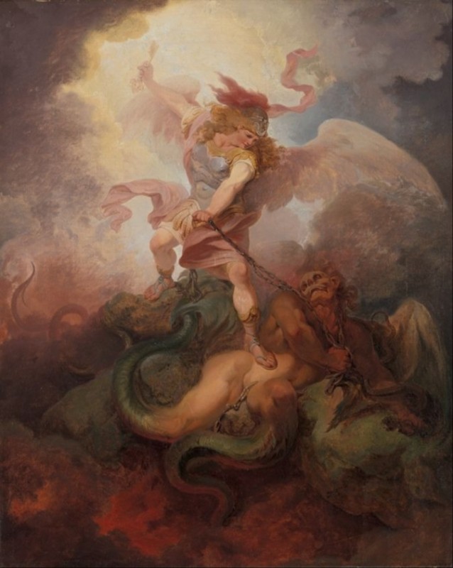 The Angel Binding Satan, 1797 | Philip James de Loutherbourg | Giclée Canvas Print