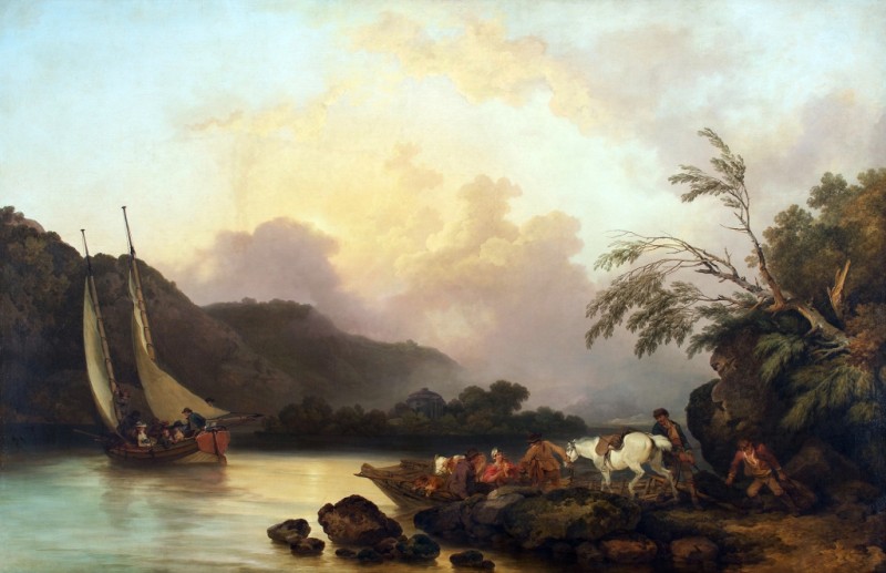 Belle Isle, Windermere, in a Calm, 1786 | Philip James de Loutherbourg | Giclée Leinwand-Kunstdruck