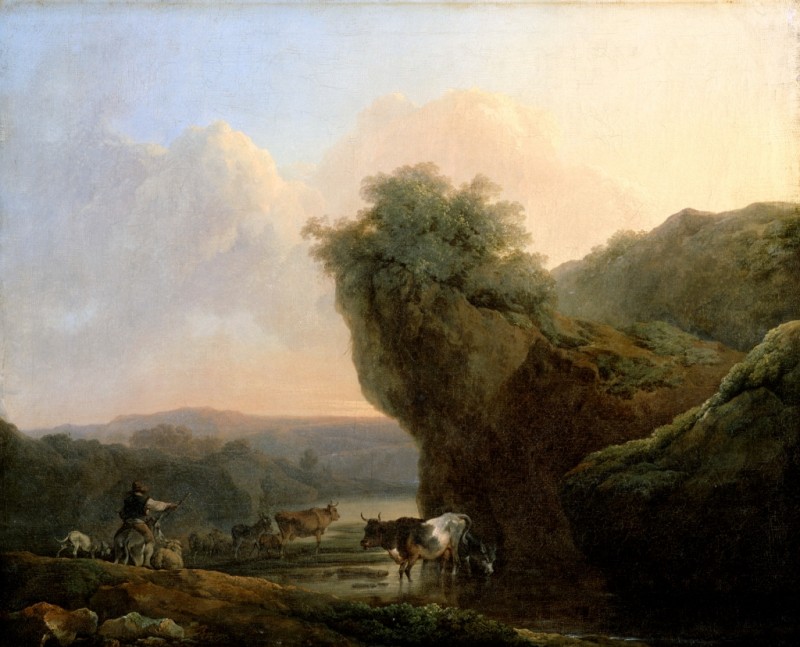 Landschaft mit Rindern, 1767 | Philip James de Loutherbourg | Giclée Leinwand-Kunstdruck