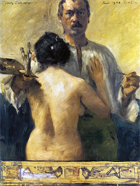 Selbstporträt mit Modell, 1903 von Lovis Corinth | Leinwand-Kunstdruck