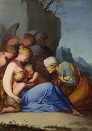 The Holy Family with Saints and Angels, a.1642 von Lubin Baugin | Leinwand Kunstdruck
