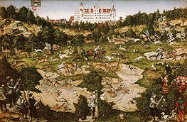 A Hunt in Honor of Carlos V at Torgau Castle | Lucas Cranach | Gemälde Reproduktion