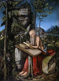 St Jerome in a Rocky Landscape | Lucas Cranach | Painting Reproduction