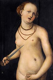 The Suicide of Lucretia, a.1537 von Lucas Cranach | Leinwand Kunstdruck
