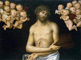 Christ as the Man of Sorrows Flanked by Angels | Lucas Cranach | Painting Reproduction