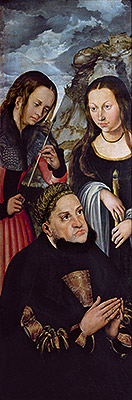 Frederick the Wise with St Ursula and St Genevieve, c.1510/12 | Lucas Cranach