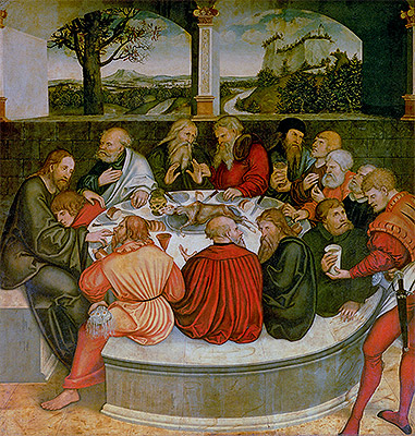 Das letzte Abendmahl mit Luther unter den Aposteln, 1547 | Lucas Cranach