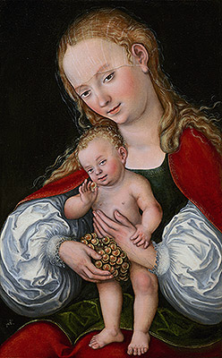 Madonna and Child with Grapes, c.1537 | Lucas Cranach | Giclée Leinwand Kunstdruck