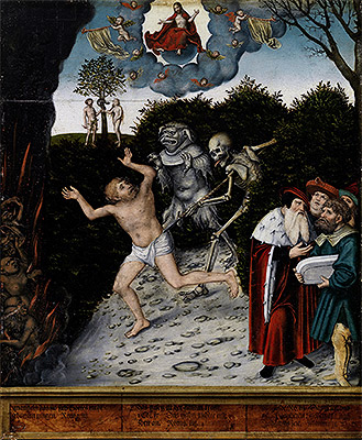 Allegory of Law and Mercy, a.1529 | Lucas Cranach | Giclée Leinwand Kunstdruck
