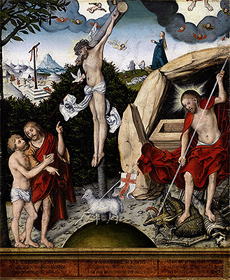 Allegory of Law and Mercy, a.1529 | Lucas Cranach | Giclée Leinwand Kunstdruck