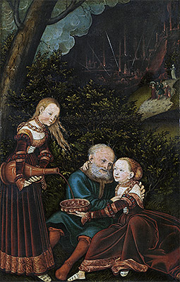 Lot and his Daughters, 1529 | Lucas Cranach | Giclée Leinwand Kunstdruck