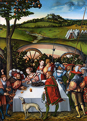 Lucas Cranach | Judith Dining with Holofernes, 1531 | Giclée Leinwand Kunstdruck