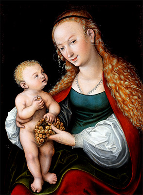The Virgin and Child with a Bunch of Grapes, a.1537 | Lucas Cranach | Giclée Canvas Print