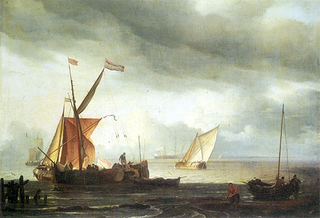 Holländisches Schiff in Ufernähe, c.1690 | Bakhuysen