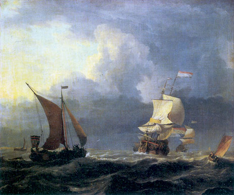 Schiffe im Sturm, c.1660 | Bakhuysen | Giclée Leinwand Kunstdruck