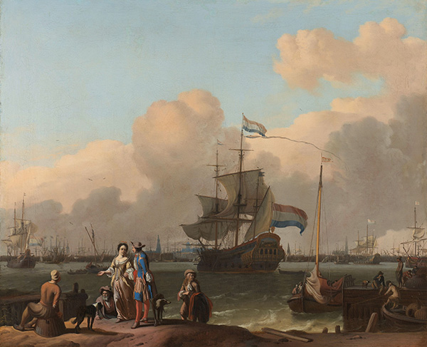 Die Y bei Amsterdam, mit der Fregatte De Ploeg, c.1680/08 | Bakhuysen