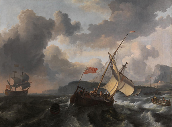 An English Vessel and a Man-of-war in a Rough Sea, c.1680/89 | Bakhuysen | Giclée Canvas Print