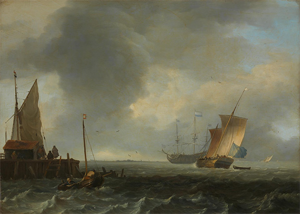 A View across a River near Dordrecht, c.1665 | Bakhuysen | Giclée Canvas Print