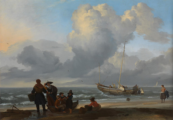 Bakhuysen | A Beach Scene with Fishermen, c.1665 | Giclée Canvas Print