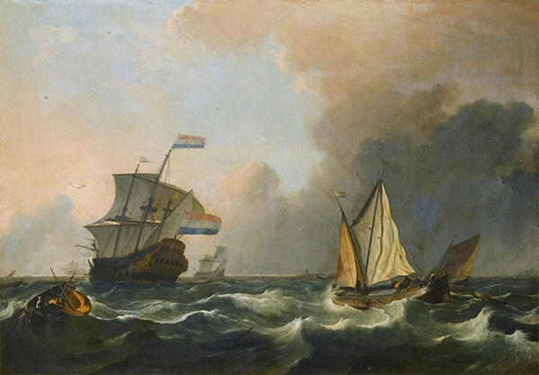 Shipping in Rough Waters Off the Dutch Coast, Undated | Bakhuysen | Giclée Canvas Print