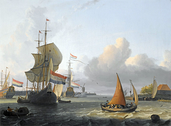 Schiffe auf dem IJ bei Volewijk in der Nähe von Amsterdam, n.d. | Bakhuysen