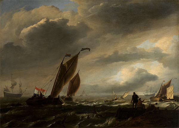 Schiffe auf stürmischer See, n.d. von Bakhuysen | Giclée Leinwand-Kunstdruck