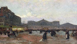 The Gare de l'Est, undated by Luigi Loir | Canvas Print