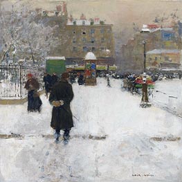 The Square du Temple, Paris in Winter | Luigi Loir | Gemälde Reproduktion