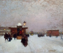 Porte Maillot, Snow Effect at Night, 1900 | Luigi Loir