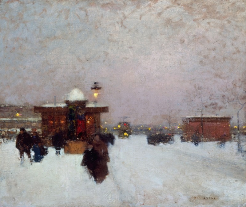Porte Maillot, Snow Effect at Night, 1900 | Luigi Loir | Giclée Canvas Print