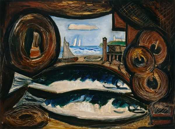 New England Sea View - Fish House, 1934 | Marsden Hartley | Giclée Canvas Print