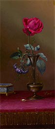 Red Rose and Heliotrope in a Vase (Requited and Unrequited Love) | Martin Johnson Heade | Painting Reproduction