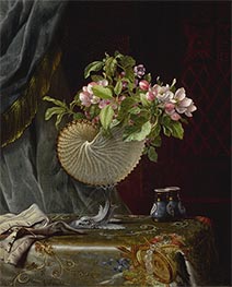 Apfelblüten in einer Nautilusmuschelvase | Martin Johnson Heade | Gemälde Reproduktion