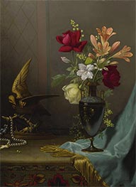 Vase mit gemischten Blumen und Taube, c.1871/80 von Martin Johnson Heade | Leinwand Kunstdruck