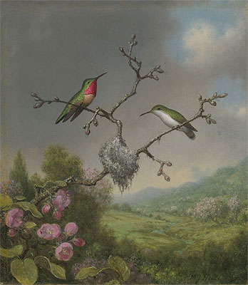 Kolibris und Apfelblüten, c.1865 | Martin Johnson Heade | Giclée Leinwand Kunstdruck
